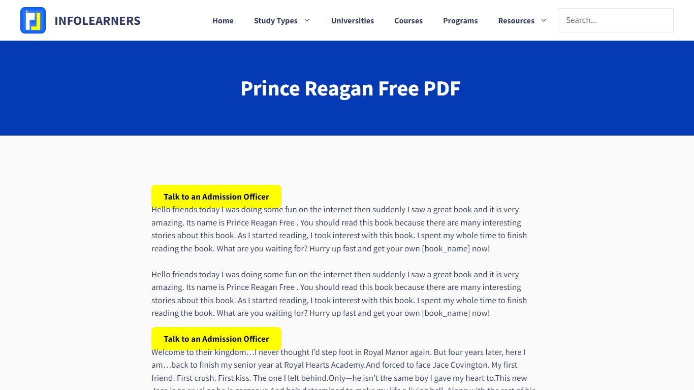 Prince Reagan Free PDF - INFOLEARNERS