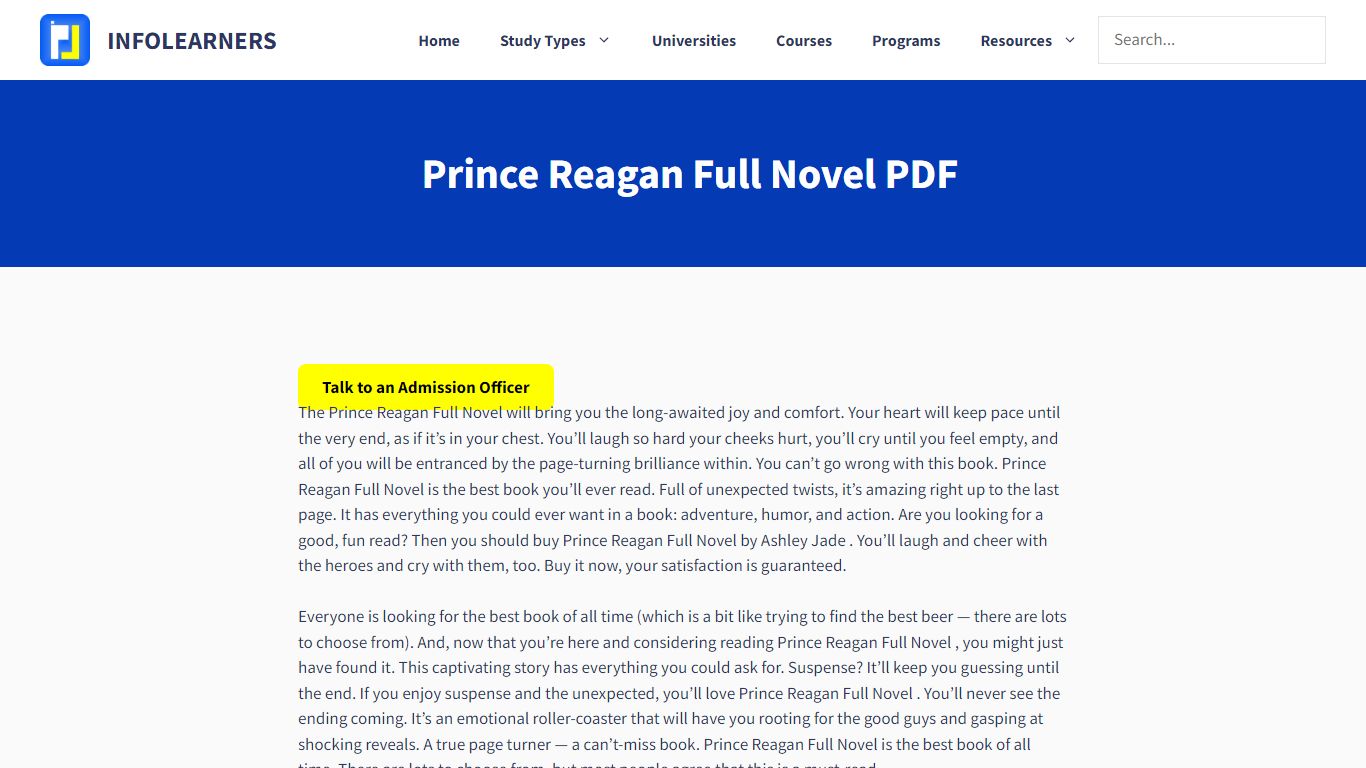 Prince Reagan Full Novel PDF – INFOLEARNERS