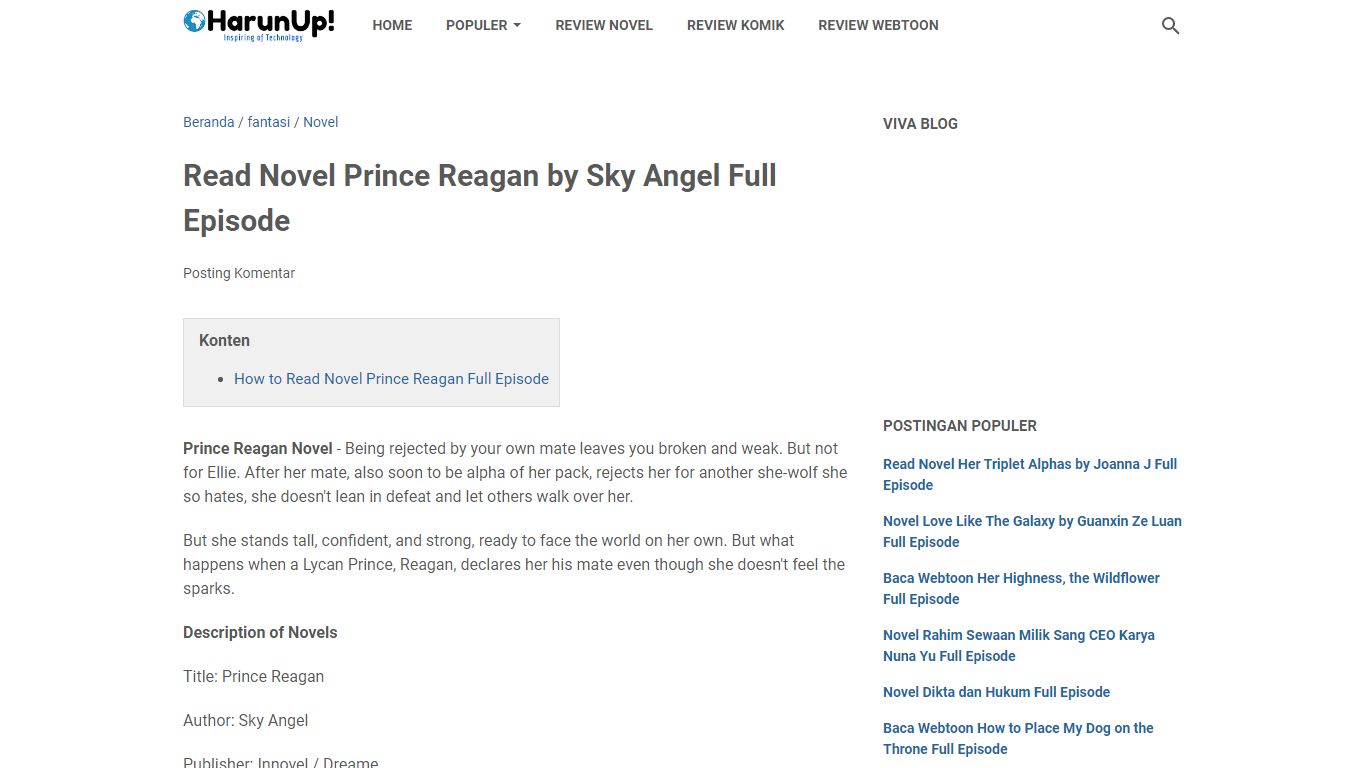 Read Novel Prince Reagan by Sky Angel Full Episode - Harunup